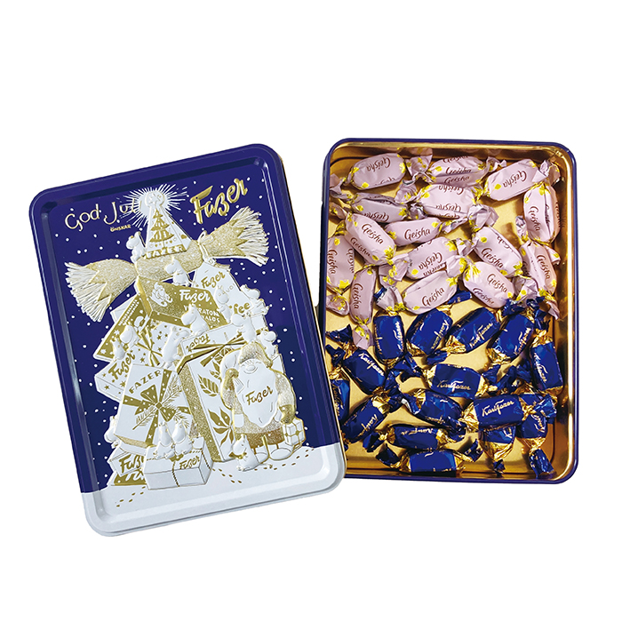 Fazer GodJulデザイン缶入りチョコレート（ブルー）