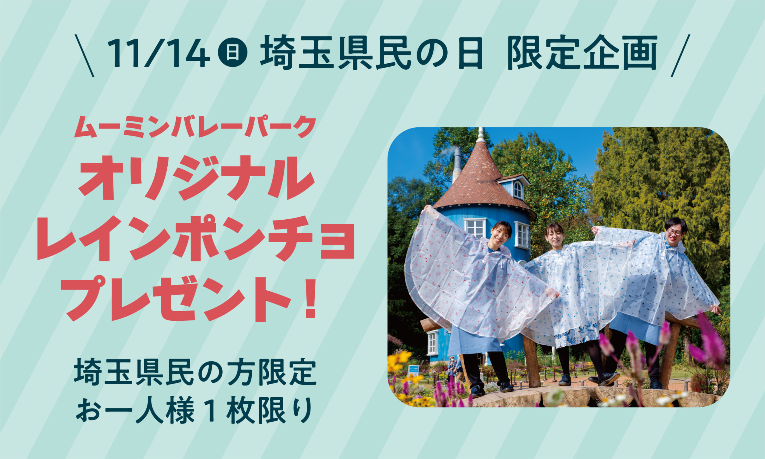 11/14（日）埼玉県民の日はムーミンバレーパークへ！オリジナルレイン